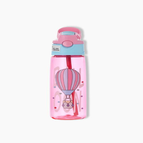 Gourde enfant design avec paille Ballon rose / 480ml