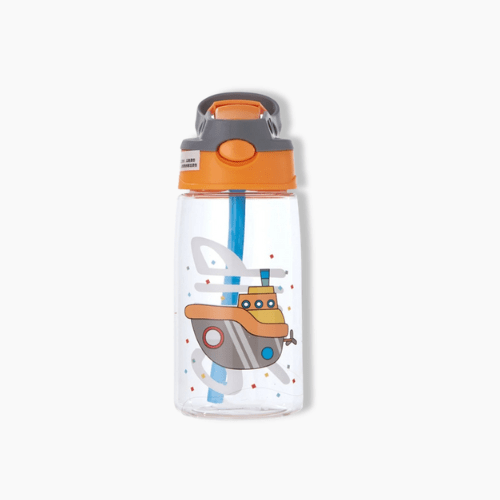 Gourde enfant design avec paille Bateau orange / 480ml