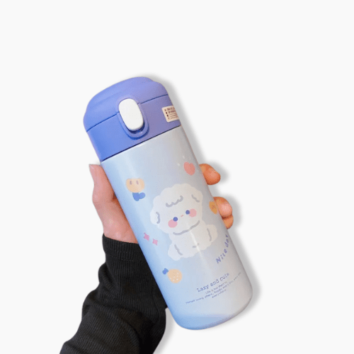 Gourde enfant isotherme avec paille Bleu / 380ml